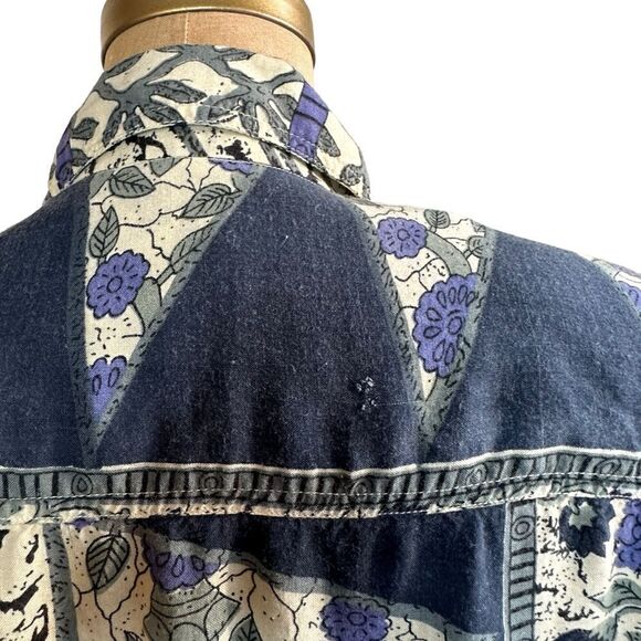 90s Instyle Long sleeve abstract pattern grey and black Rayon button down size M - Picture 11 of 11